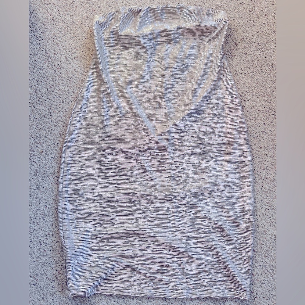 byVinnik crinkle champagne strapless tube dress Size L